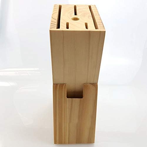 Wooden Knife Block Countertop Knife Holder Knife Organizer with Scissors-Slot for Kitchen
