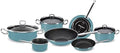 Vasconia Elegance 10-Piece Cookware Set for Most Stove Tops - Dishwasher, Grill & Oven Safe up to 480℉ (Enamel on Steel) Quick & Even Heat Distribution, Nonstick Interior, Stainless Handles (Teal)