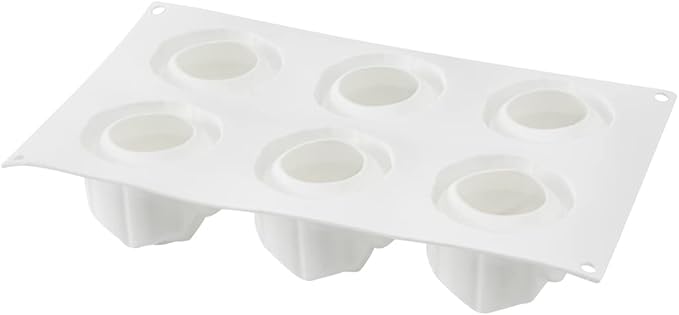 Pastry Tek 6 Cavities Rose Baking Molds, 10 Oven-Ready 3D Rose Molds - Flexible, Freezable, White Silicone Chocolate Molds, Easy Release, For Making Candies or Chocolates - Restaurantware