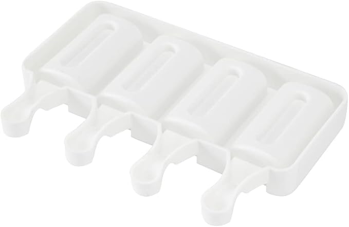 Pastry Tek 4 Cavities Popsicle Mold, 1 Cylinder Cakesicle Mold - Flexible, Freezable, White Silicone Cake Popsicle Mold, Easy Release, For Baking - Restaurantware