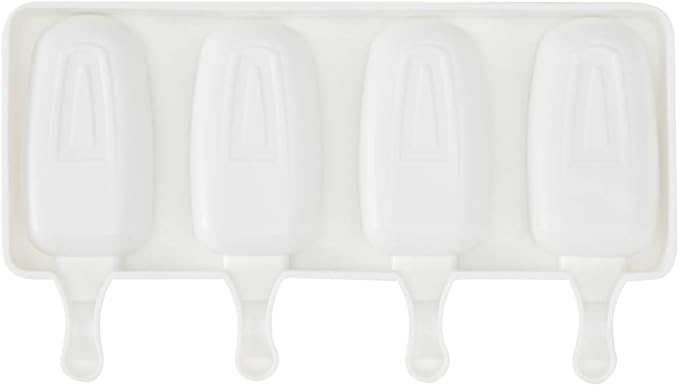 Pastry Tek 4 Cavities Popsicle Mold, 1 Round Cakesicle Mold - Flexible, Freezable, White Silicone Cake Popsicle Mold, Easy Release, For Baking - Restaurantware