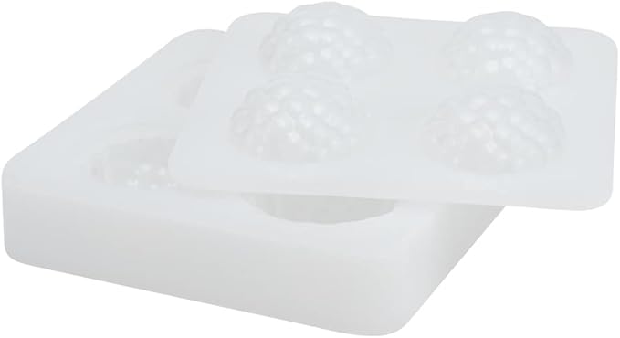 Pastry Tek 4 Cavities Fruit Silicone Mold, 1 Oven-Ready Berry Mold - Flexible, Freezable, White Silicone Lychee Berry Mold, Easy Release, For Baking - Restaurantware