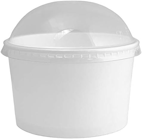 [100 Count] Dome Ice Cream Cup Lids - 4 oz Clear Disposable Lids - Fit Our 4 oz Cups Perfectly - *Cups Sold Separately* Frozen Dessert Supplies