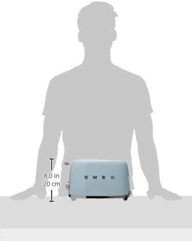 SMEG 2 Slice Toaster with 6 Presets and Defrost Function and Removable Crumb Tray TSF01PBUS, Pastel Blue