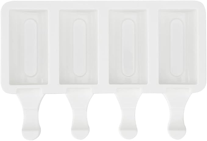 Pastry Tek 4 Cavities Popsicle Mold, 1 Cylinder Cakesicle Mold - Flexible, Freezable, White Silicone Cake Popsicle Mold, Easy Release, For Baking - Restaurantware
