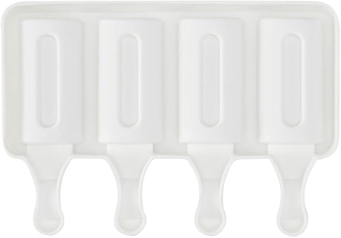 Pastry Tek 4 Cavities Popsicle Mold, 1 Cylinder Cakesicle Mold - Flexible, Freezable, White Silicone Cake Popsicle Mold, Easy Release, For Baking - Restaurantware