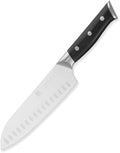 7 Inch Santoku Knife Sharp Knife Home Cooking Chef Gifts for Women Men: Sharp Kitchen Knife Ultra-Smooth Cutting Experience,All-Around Performance 50Cr15Mov Stainless Steel,Ergonomic Black Handle