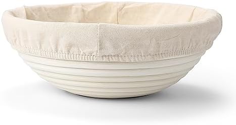 Saint Germain Bakery Premium Round Bread Banneton Basket with Liner - Perfect Brotform Proofing Basket for Making Beautiful Bread (9 inch)