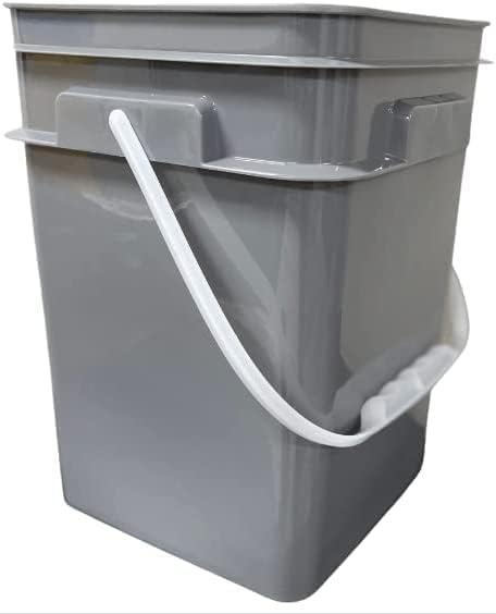 House Naturals 4 Gallon Square Food Grade Bucket Pail with Plastic Handles and Lid (Pack of 3) Made in USA containers (Aqua/Blue/Gray)