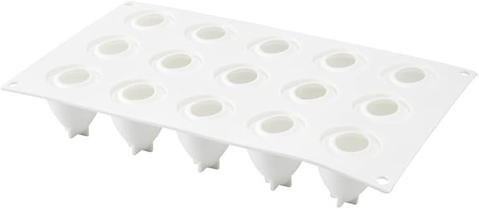 Restaurantware-Pastry Tek 15 Cavities Strawberry Silicone Mold, 1 Oven-Ready Strawberry Mold - Flexible, Freezable, White Silicone Fruit Silicone Mold, Easy Release, For Baking