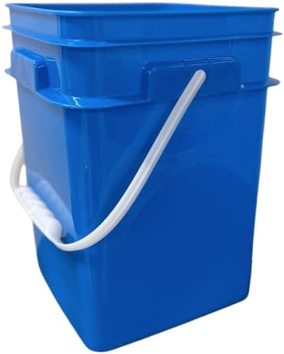 House Naturals 4 Gallon Square Food Grade Bucket Pail with Plastic Handles and Lid (Pack of 3) Made in USA containers (Blue)