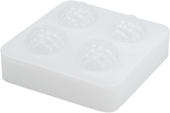 Pastry Tek 4 Cavities Fruit Silicone Mold, 1 Oven-Ready Berry Mold - Flexible, Freezable, White Silicone Lychee Berry Mold, Easy Release, For Baking - Restaurantware