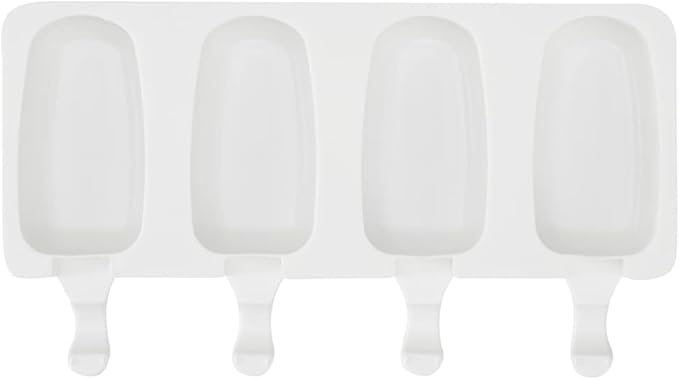 Pastry Tek 4 Cavities Popsicle Mold, 1 Round Cakesicle Mold - Flexible, Freezable, White Silicone Cake Popsicle Mold, Easy Release, For Baking - Restaurantware