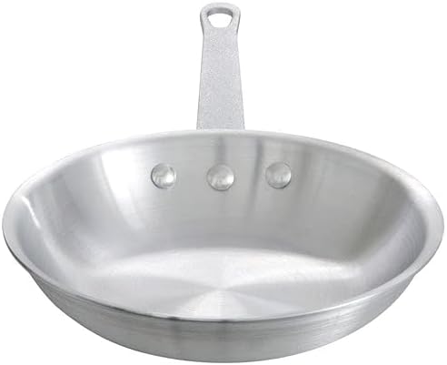 12” Aluminum Frying Pan with Plated Iron Riveted Handle Pan for Restaurants and Cafes Egg Pan Omelet Pans Professional Cookware Commercial Grade Mirror-Finish