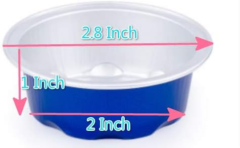 KEISEN 2 4/5" mini Disposable Aluminum Foil Cups 50ml 100/PK 2oz for Muffin Cupcake Baking Bake Utility Ramekin Cup (blue)