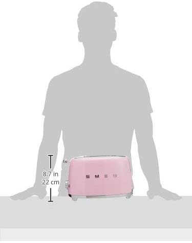 SMEG 2 Slice Toaster with 6 Presets and Defrost Function and Removable Crumb Tray TSF01PKUS, Pink