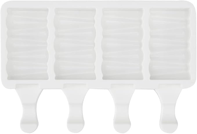 Pastry Tek 4 Cavities Popsicle Mold, 1 Rectangle Cakesicle Mold - Flexible, Freezable, White Silicone Cake Popsicle Mold, Easy Release, For Baking - Restaurantware