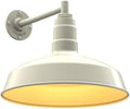 Steel Lighting Co. Gardena Barn Light | Outdoor Wall Mounted | 16" Dome | 11" Straight Arm | Farmhouse Light Made in America | Cream Exterior/Brass Interior