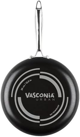 Vasconia Urban 12" Nonstick Frying Pan (Black) - Advanced Nonstick Coating Aluminum Skillet with Fast Cool Handle - Grill Oven Dishwasher Safe up to 475°F Cooking Pans for Most Stovetops