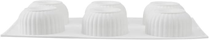Pastry Tek 6 Cavities Donut Pan, 1 Ridge Design Donut Mold - Oven-Ready, Flexible, White Silicone Bagel Pan, Freezable, Easy Release - Restaurantware