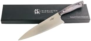 Middleton Made Knives Echo 8 Inch Chef Knife - Handmade Professional Chef Knife - Chefs Knife Made with AEB-L Stainless Steel - USA Made Knife - Great Chef Gifts - Charcoal