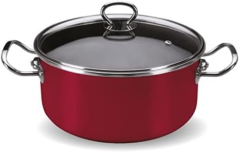 Vasconia Elegance 10-Piece Cookware Set for Most Stove Tops - Dishwasher, Grill & Oven Safe up to 480℉ (Enamel on Steel) Quick & Even Heat Distribution, Nonstick Interior, Stainless Handles (Dark Red)