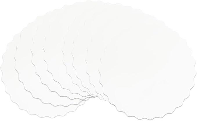 qiqee 6 Inch White Wave Cake Boards Round 15-Packs Circles Rounds Base Food-Grade Cardboard Wave Cake Plate（Thinner But Stronger）
