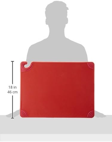 San Jamar Saf-T-Grip Plastic Cutting Board with Safety Hook, 18" x 24" x 0.5", Red