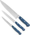 DURA LIVING 3-Piece Kitchen Knife Set – Ultra-Sharp Forged High Carbon Stainless Steel, 8" Chef, 5" Utility, 3.5" Paring Knives, Ergonomic Handles, Professional Starter Set, Royal Blue
