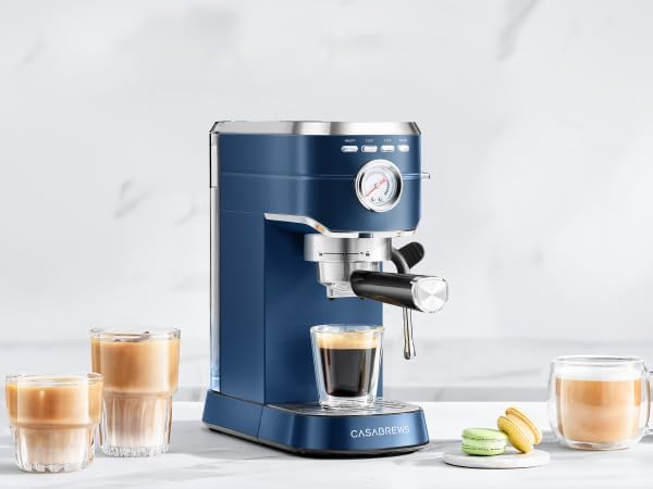 CASABREWS Espresso Machine 20 Bar, Professional Espresso Maker with Milk Frother Steam Wand, Espresso Coffee Machine with 34oz Removable Water Tank, Sapphire Blue