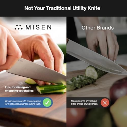 Misen 5.5" Utility Knife – High Carbon Japanese AUS-10 Stainless Steel – Hybrid German & Japanese Blade – Precision Kitchen Knife for Professionals & Home Cooks – Ultimate Cutting Performance - White
