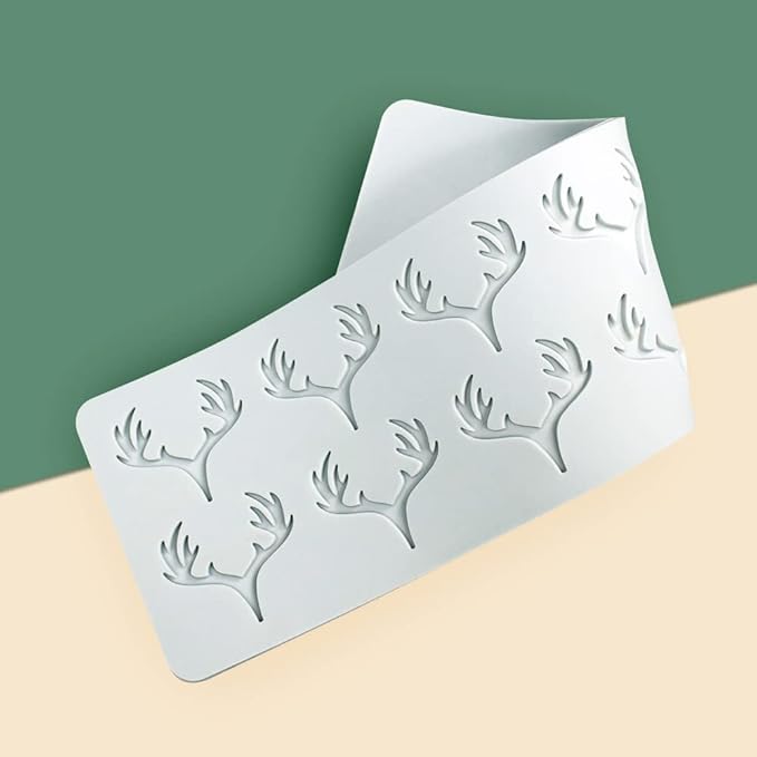 Hollow Leaf Silicone Mold Chocolate Candy 3D Hollow Leaf Candy Mold Food Cooking Meals Decorations Fondant Mold Polymer Clay Molds (Deer Horn K_10.32x3.12x0.12inch)