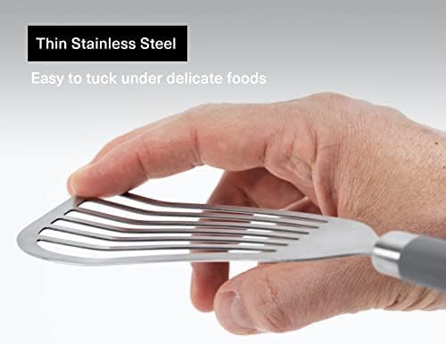 Misen Spatulas - Stainless Steel Fish Spatula and Nonstick-Safe Silicone Spatuala - Gray