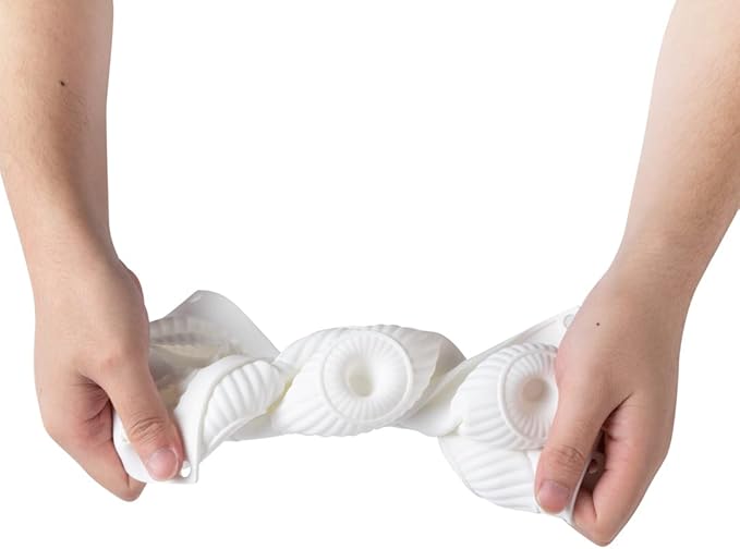 Pastry Tek 6 Cavities Donut Pan, 1 Ridge Design Donut Mold - Oven-Ready, Flexible, White Silicone Bagel Pan, Freezable, Easy Release - Restaurantware
