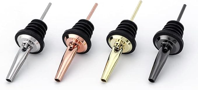 Pafusen 6 Pack Liquor Bottle Pourers, Liquor Pour Spout for Liquor Bottles, Stainless Steel Olive oil Dispenser Spout, Alcohol Pourer Dust Caps Covers Fixed, Rose Gold