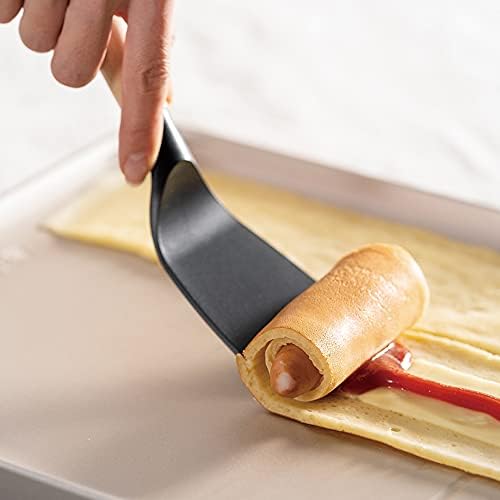 Short Spatula, Stylish Kitchen Tool, Flexible Non Stick Heat Resistant Nylon Turner Spatula, Wooden Short Handle, Cooking for Fish, Eggs, Pancakes