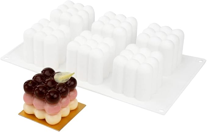 Restaurantware-6 Cavities Pastry & Baking Mold, 1 Oven-Ready 3D Mold - Flexible, Freezable, White Silicone Silicone Mold For Baking, Easy Release, For Chocolate, Cheesecake, Jelly, Or Mousse