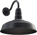 Steel Lighting Co. Gardena Barn Light | Outdoor Wall Mounted | 16" Dome | 11" Gooseneck | Farmhouse Light Made in America | Matte Black Exterior/Matte Black Interior