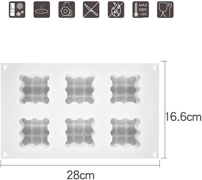 DIY 3D Candle Mold Handmade Aromatherapy Soy Wax Candle Silicone Mold Plaster Candles Mould UV Epoxy Resin Soap Molds (6 Cavity)