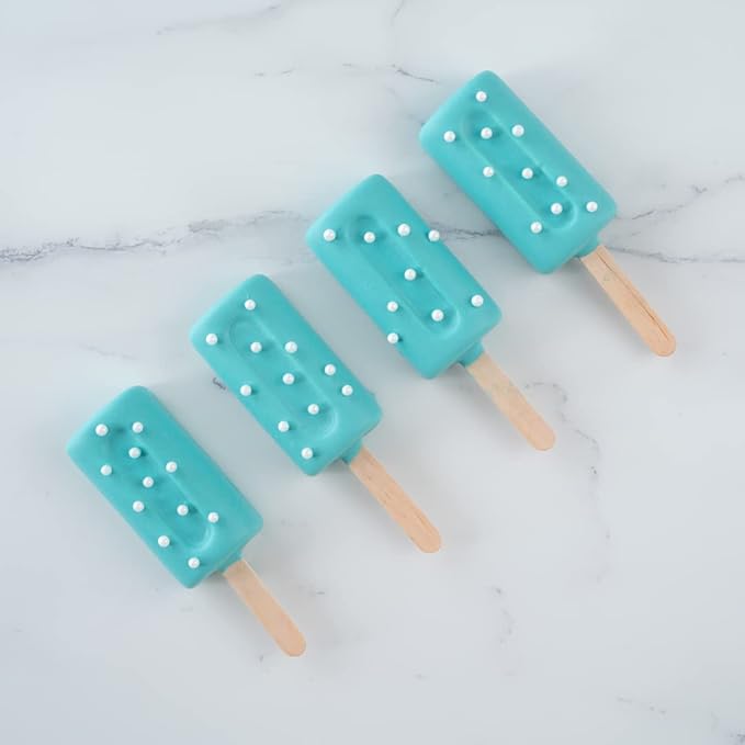 Pastry Tek 4 Cavities Popsicle Mold, 1 Cylinder Cakesicle Mold - Flexible, Freezable, White Silicone Cake Popsicle Mold, Easy Release, For Baking - Restaurantware