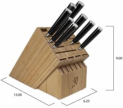 Shun Classic 9 Piece Chef’s Block Set, Includes 7 Shun Classic Knives, Honing Steel and 22-Slot Knife Block, Handcrafted Japanese Knife Set, Damascus Stainless Steel Cladding, Pakkawood Handle