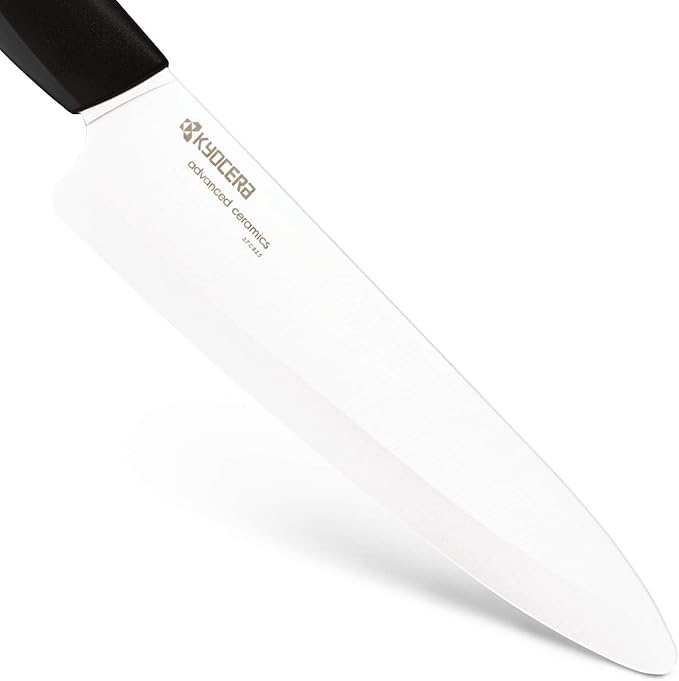 Kyocera’s Revolution 4-Piece Ceramic Knife Set: Ceramic Chef Knife For Your Cooking Needs, 7" Chef's Santoku, 5.5" Santoku, 4.5" Utility & 3" Paring Knives, Black/White
