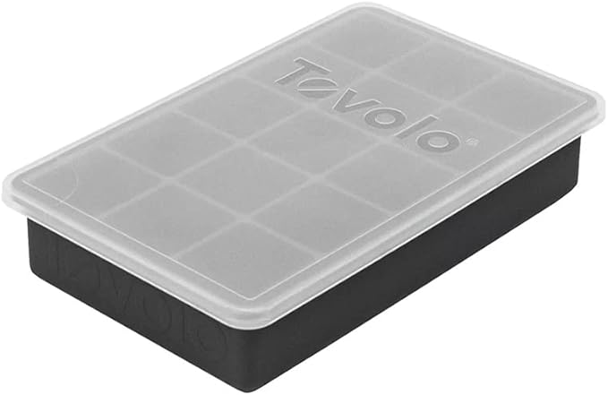 Tovolo Perfect Cube Silicone Ice Mold Freezer Tray with Lid of 1.25" Cubes for Whiskey, Bourbon, Spirits & Liquor, BPA-Free Silicone, Fade Resistant, Charcoal, Set of 2