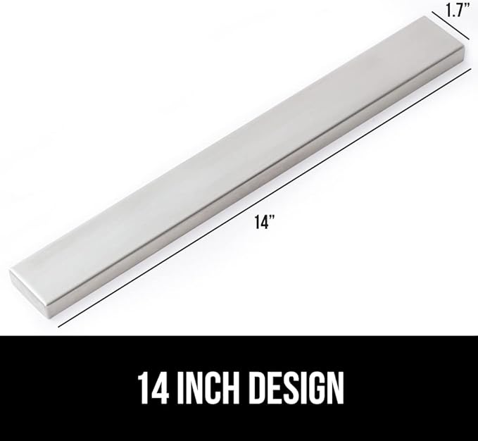 GORILLA GRIP Stainless Steel Magnetic Knife Holder for Wall, 14 Inch, Multi-Purpose Magnet Bar for Knives, Tools, Art Supplies, Heavy Duty Strip Holds Up to 6 lbs, Kitchen Organizer, Drilling Required