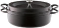 Vermicular Oven Pot | Non-Toxic Enameled Cast Iron Pot | 26cm Shallow (3.9 Qt) | Oven-safe | Induction-compatible | Dutch Oven | Made in Japan | Serves 3-4 | Matte Black
