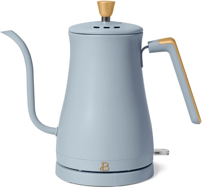 Beautiful 1L Electric Gooseneck Kettle, Precision Pour Spout, 1200W Fast Boil, Auto Shut-Off, Cordless, Stainless Steel, Tea & Coffee Maker with Ergonomic Handle, Matte Finish (Cornflower Blue)