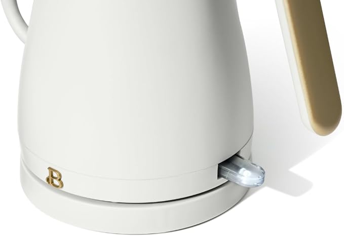 Beautiful 1L Electric Gooseneck Kettle, Precision Pour Spout, 1200W Fast Boil, Auto Shut-Off, Cordless, Stainless Steel, Tea & Coffee Maker with Ergonomic Handle, Matte Finish, White Icing