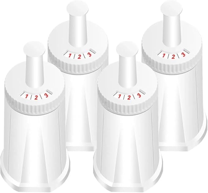 Filter - Replacement Water Filter Compatible with Breville Sage Claro Swiss For Oracle, Barista & Bambino - Compare to Part #BES008WHT0NUC1. Pack of 4（First use without adding coffee powder）