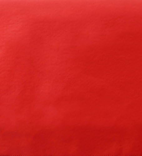 Yourtablecloth Heavy Duty Vinyl Round Fitted Tablecloth (Table Cover) with Flannel Backing Vibrant Colors Elasticized Tablecloth Great for Indoor and Outdoor Dining and Playing Cards 48” Ruby Red