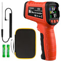 Infrared Thermometer Temperature Gun -58°F to 1796°, 16:1 Non Contact Laser Thermometer Gun with Thermocouple Probe for Humidity, Pizza Oven, Griddle, Ir Temp Gun for Home and Industry Repair